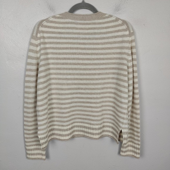 Jenni Kayne Everyday Sweater Womens XS Cream Tan Stripe Wool Cashmere Blend - Picture 5 of 8